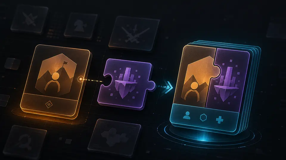 Original illustration showing a base game, expansion and compatible bundle
