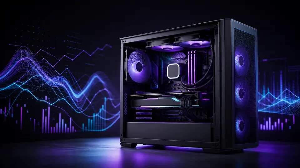 Original illustration of generic PC components and performance lines